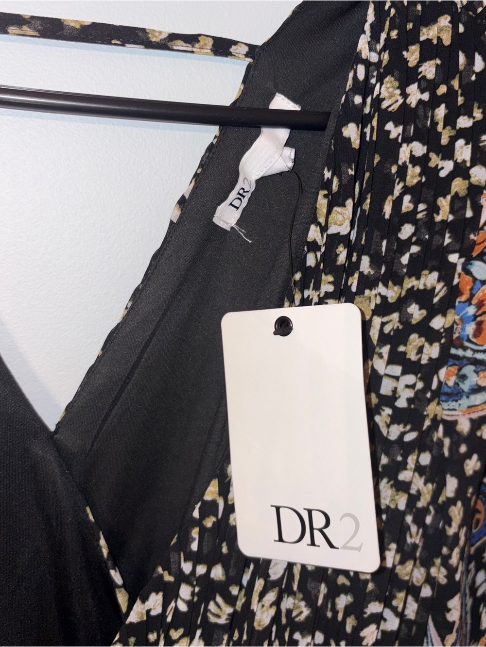 DR2 Dress Floral Print Black Women’s Size Small Long Sleeve Maxi Dress New - Picture 6 of 10